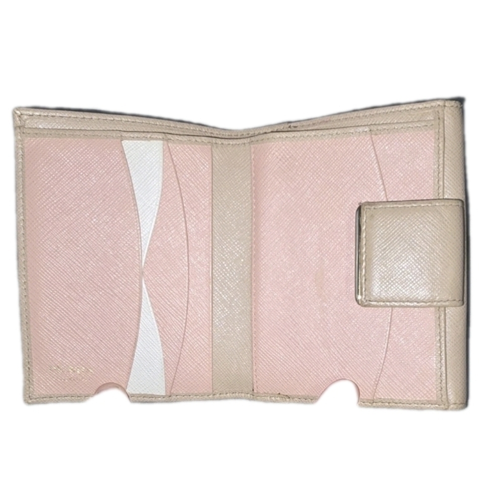 EUC - Prada Cream Leather Women's Wallet With Pink Interior - Picture 3 of 7